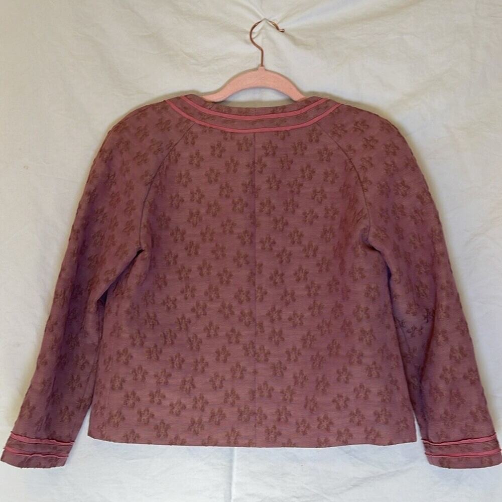 VTG Club Monaco Jacquard Lori Jacket Cropped Mauve Pink Sz 6 Old Money Preppy - Picture 2 of 13